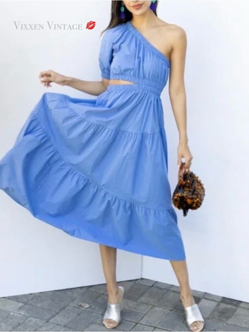 STEVE MADDEN 'LEENA' ONE SHOULDER TIERED MAXI DRESS IN ULTRAMARINE - Picture 1 of 6